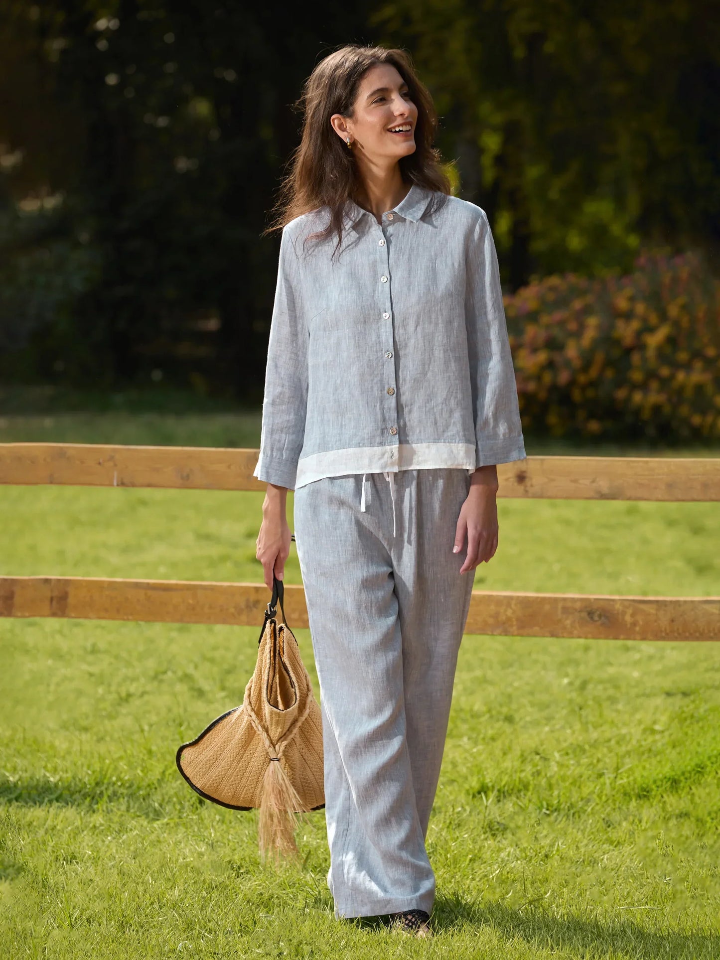 Jade – Linnen rechte broek met elastische taille