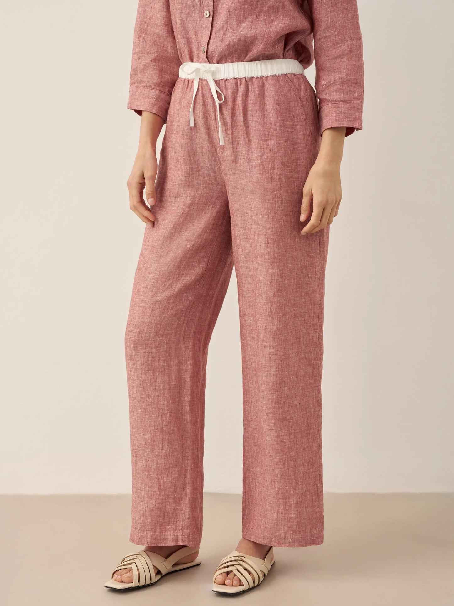Jade – Linnen rechte broek met elastische taille