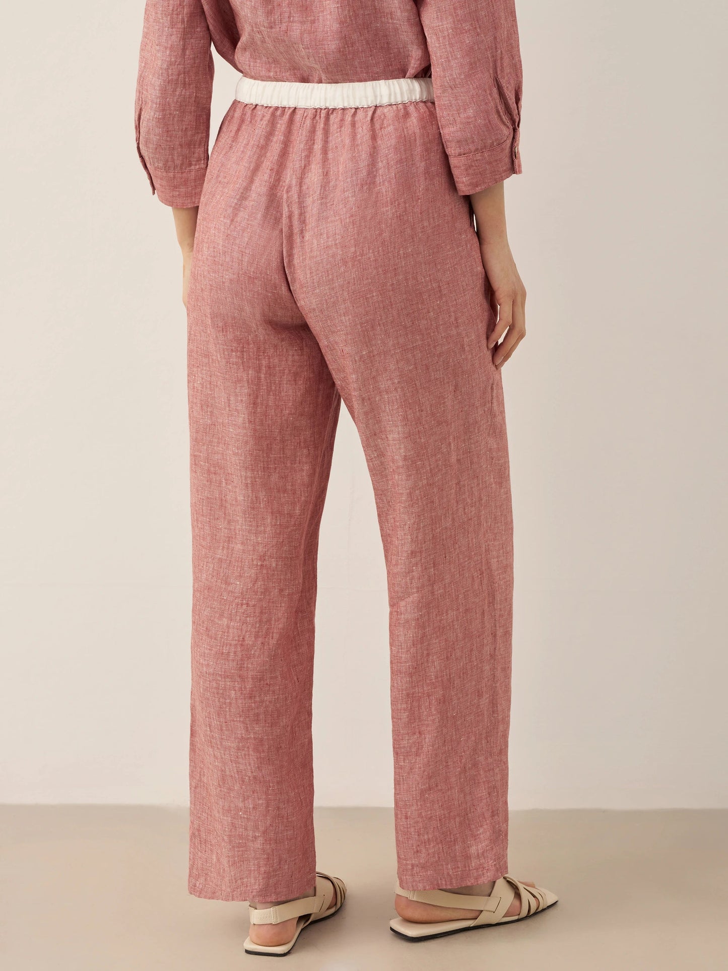 Jade – Linnen rechte broek met elastische taille