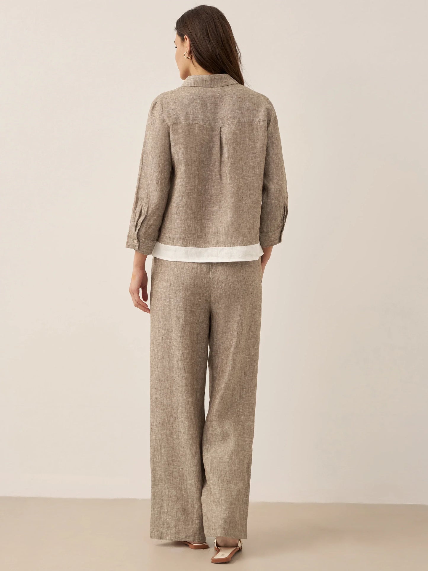 Jade – Linnen rechte broek met elastische taille