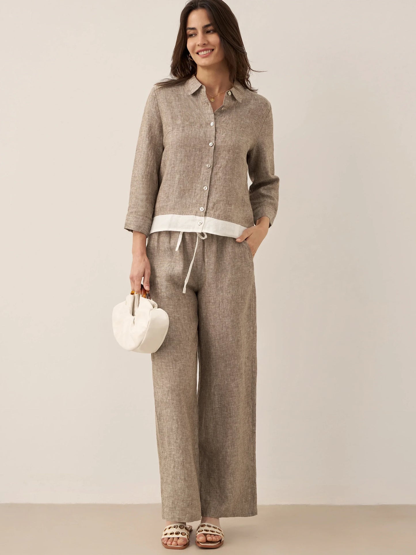 Jade – Linnen rechte broek met elastische taille