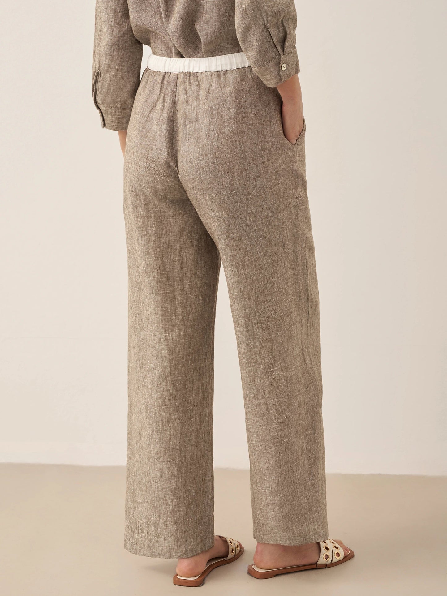 Jade – Linnen rechte broek met elastische taille