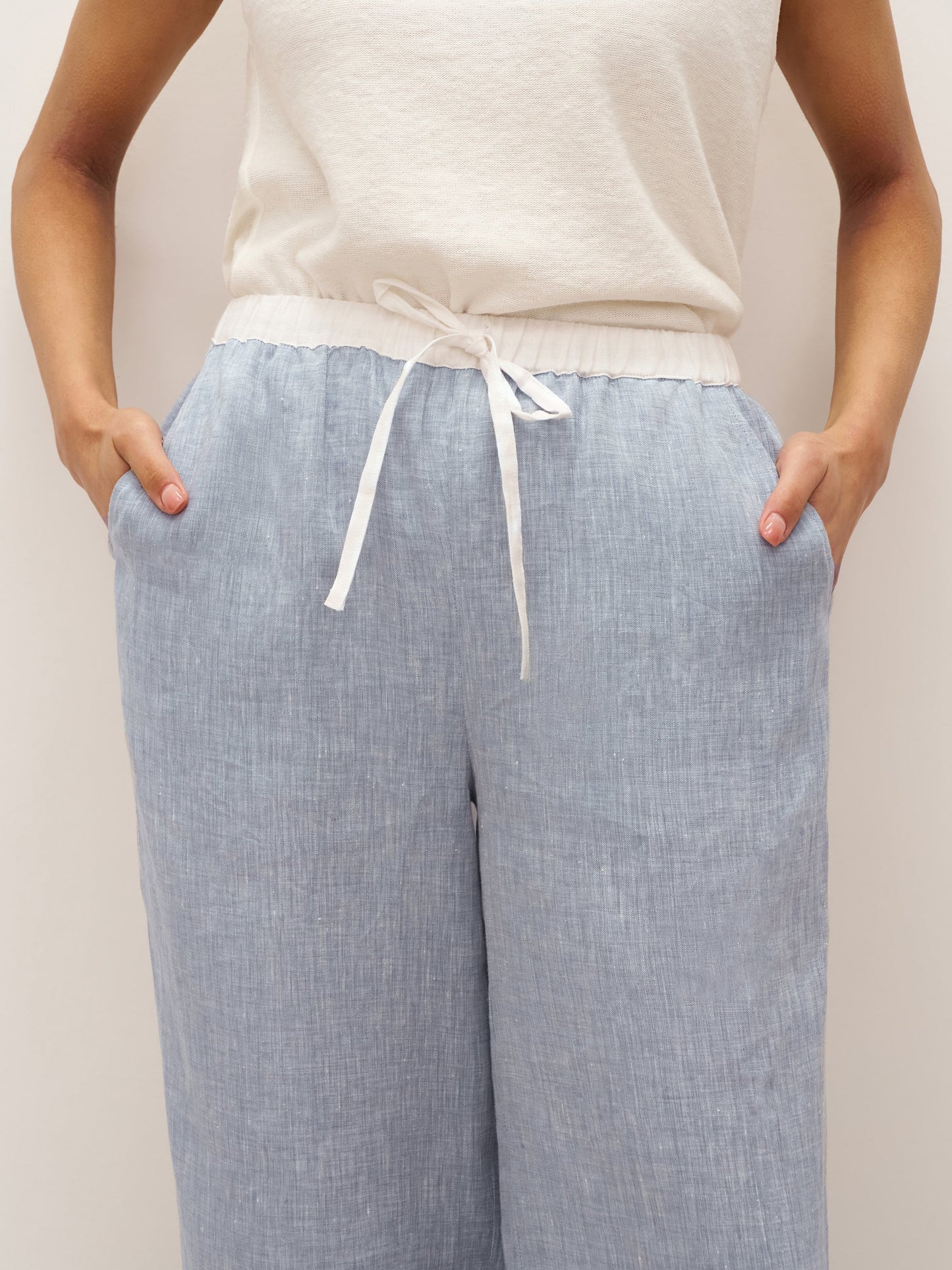 Jade – Linnen rechte broek met elastische taille