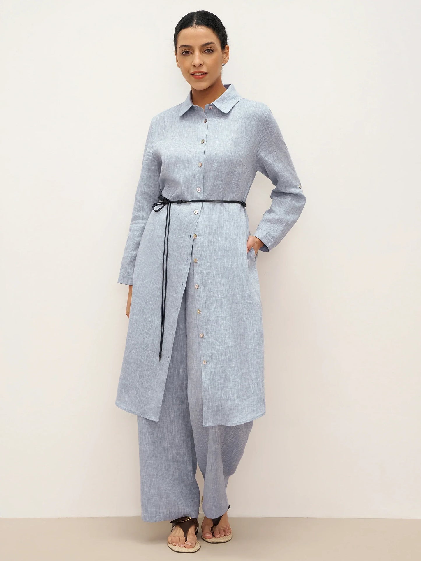 Jade – Linnen rechte broek met elastische taille