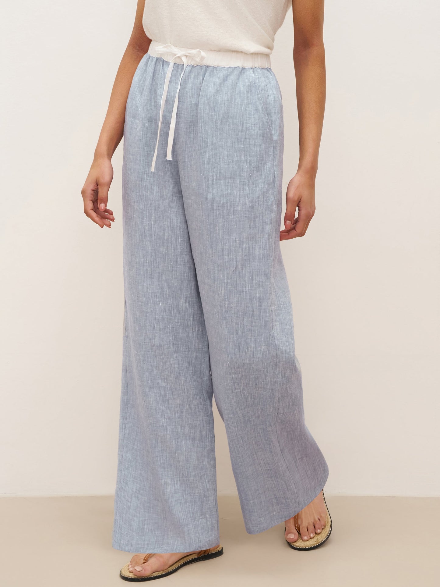 Jade – Linnen rechte broek met elastische taille