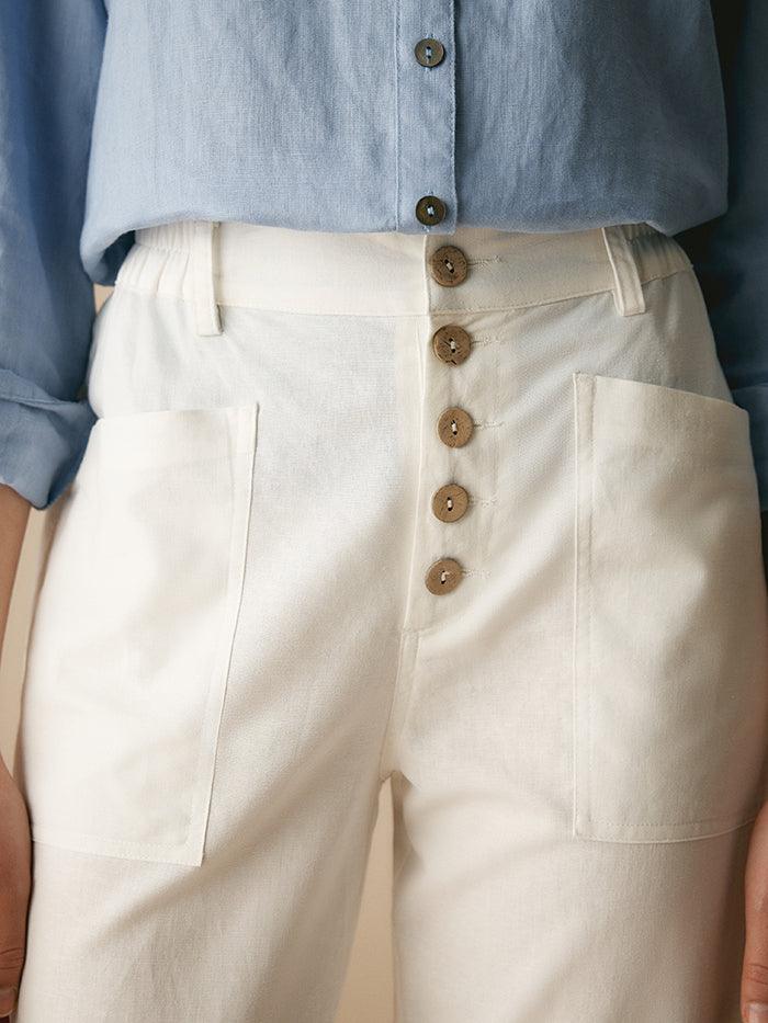 Heidi – Linnen Zomerse Knoopsluiting Broek