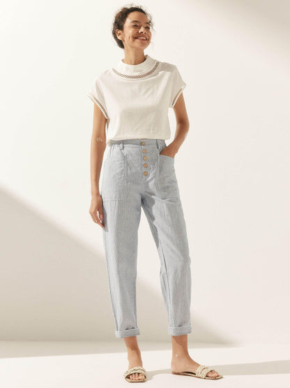 Heidi – Linnen Zomerse Knoopsluiting Broek