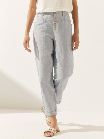 Heidi – Linnen Zomerse Knoopsluiting Broek