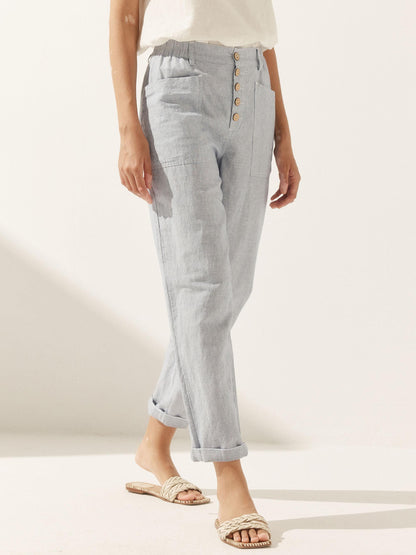 Heidi – Linnen Zomerse Knoopsluiting Broek