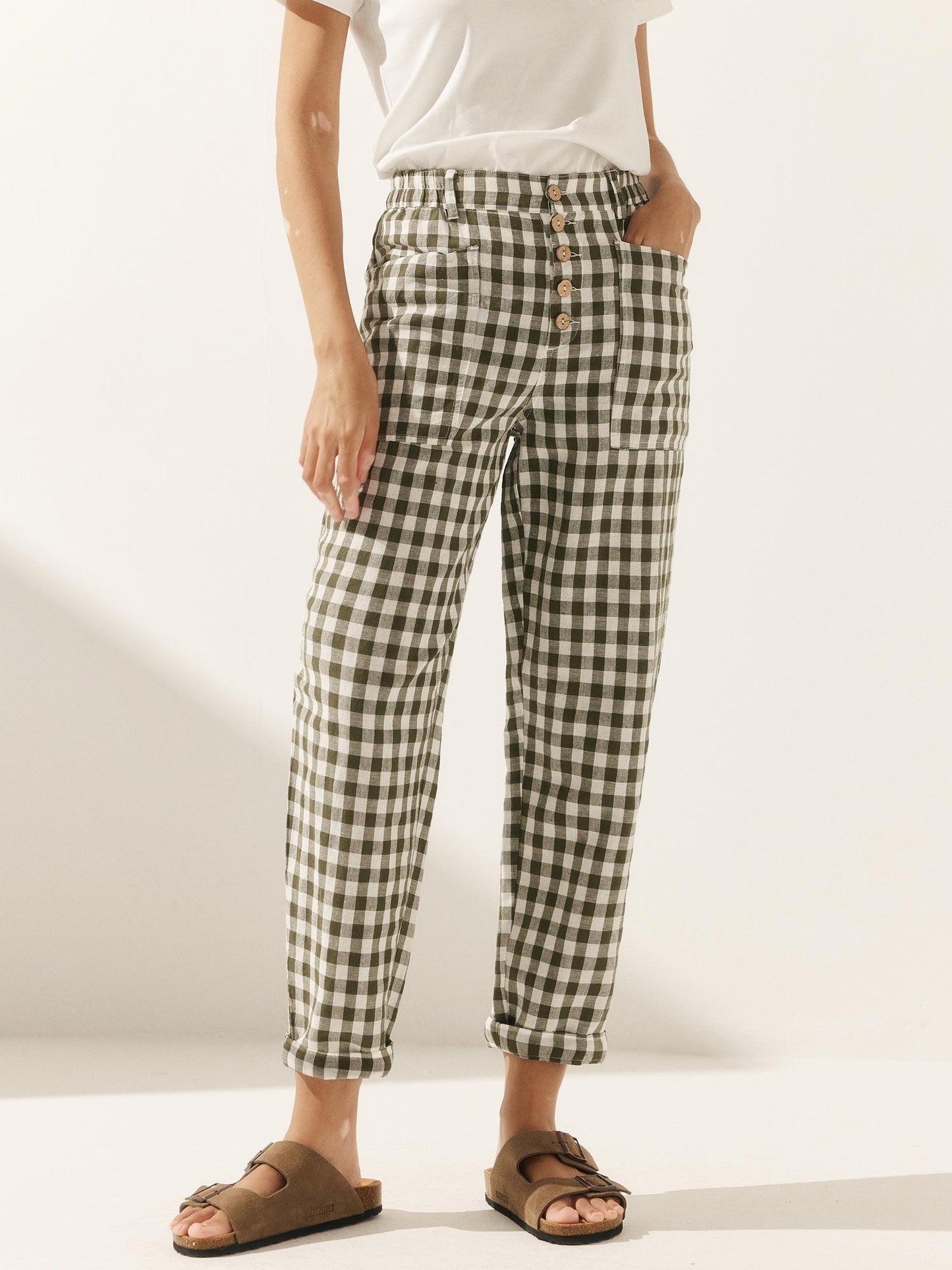 Heidi – Linnen Zomerse Knoopsluiting Broek