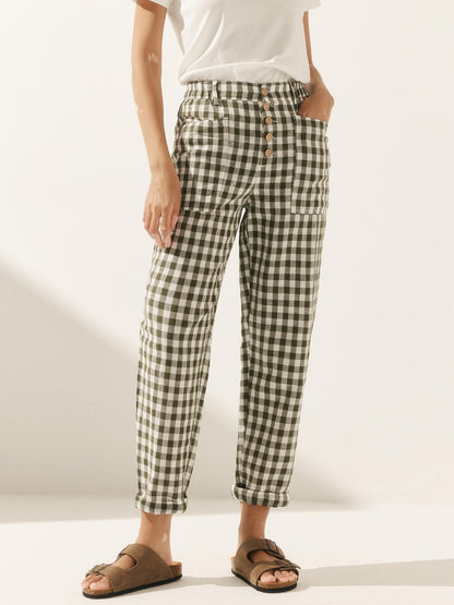 Heidi – Linnen Zomerse Knoopsluiting Broek