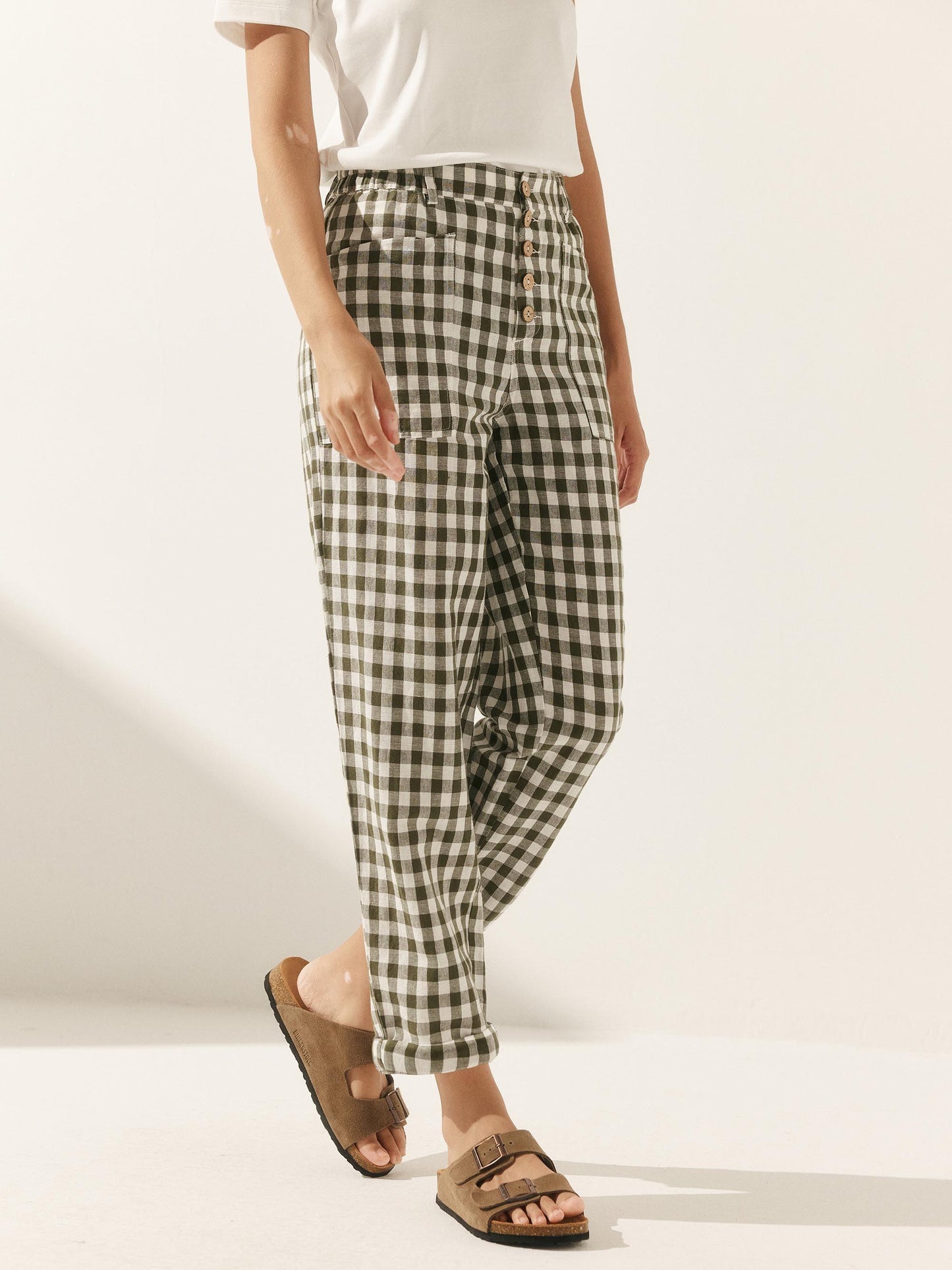 Heidi – Linnen Zomerse Knoopsluiting Broek