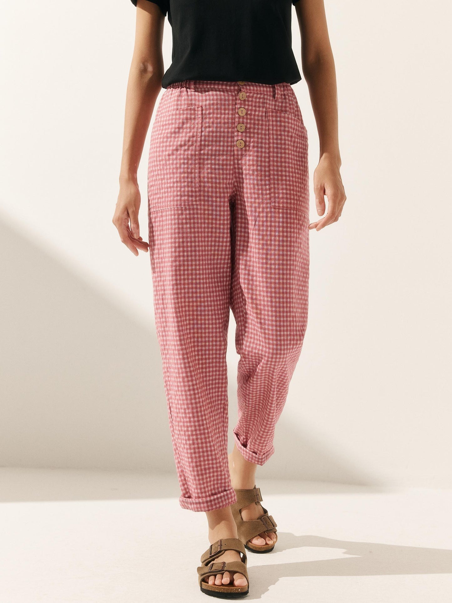 Heidi – Linnen Zomerse Knoopsluiting Broek