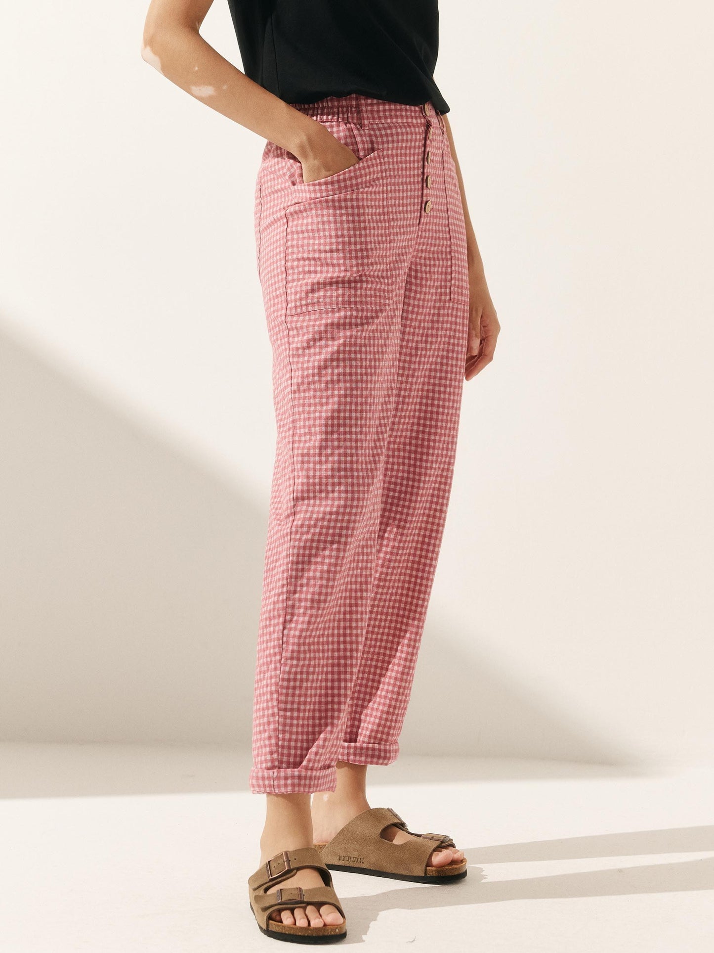 Heidi – Linnen Zomerse Knoopsluiting Broek