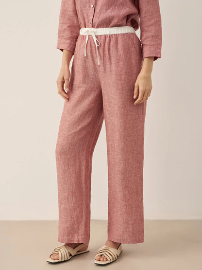 Jade – Linnen rechte broek met elastische taille