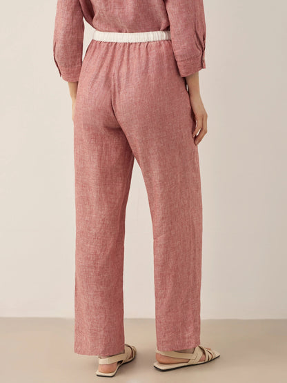 Jade – Linnen rechte broek met elastische taille
