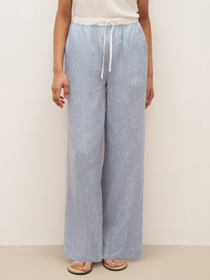 Jade – Linnen rechte broek met elastische taille