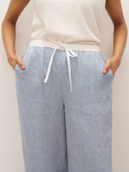 Jade – Linnen rechte broek met elastische taille