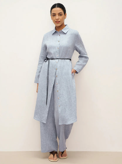 Jade – Linnen rechte broek met elastische taille