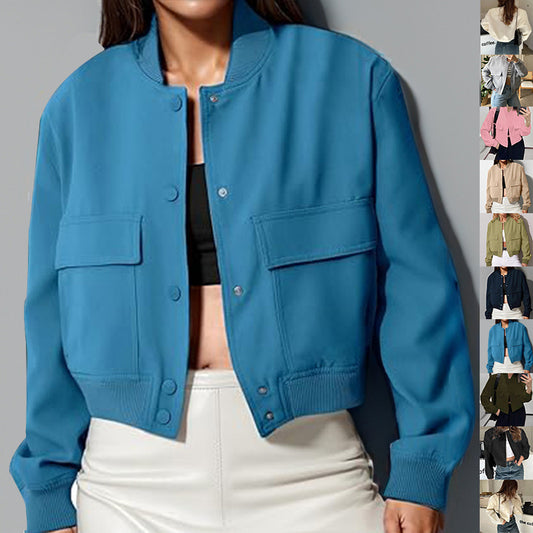 Nadine - Cropped Bomberjack met Knoopsluiting