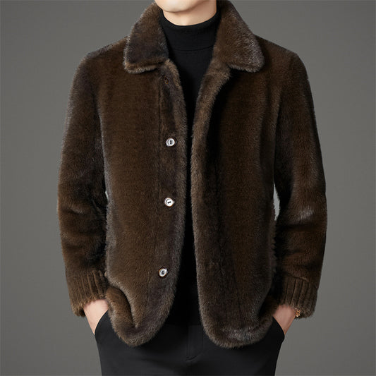 Lars - Warme Winterjas met Gouden Mink Look