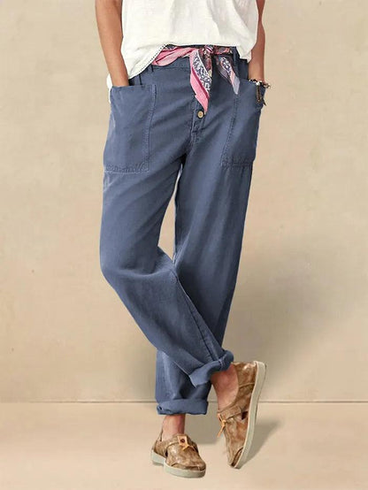 Heidi – Linnen Zomerse Knoopsluiting Broek