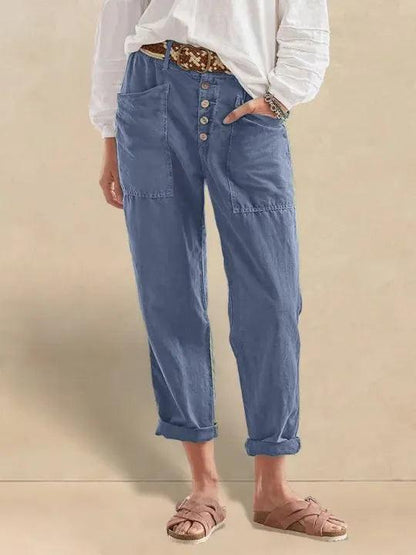 Heidi – Linnen Zomerse Knoopsluiting Broek