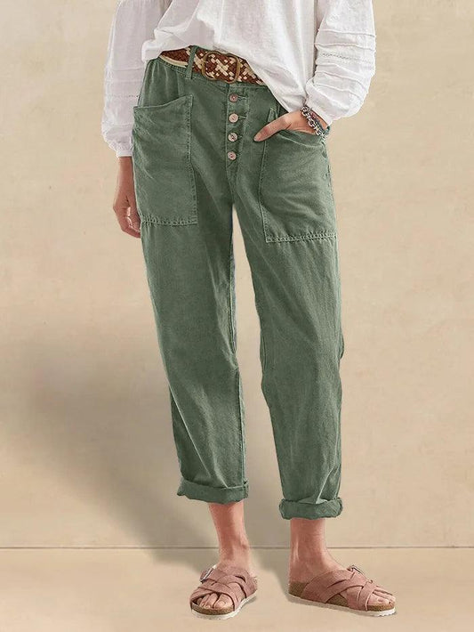 Heidi – Linnen Zomerse Knoopsluiting Broek