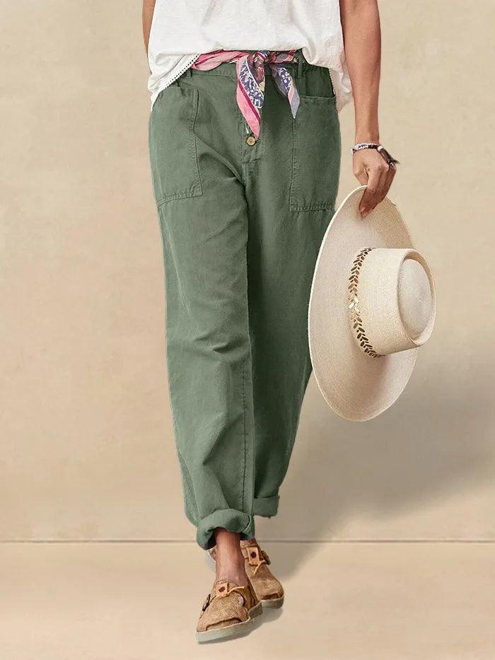Heidi – Linnen Zomerse Knoopsluiting Broek