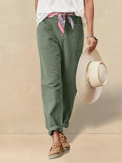 Heidi – Linnen Zomerse Knoopsluiting Broek