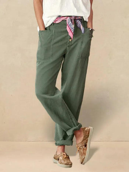Heidi – Linnen Zomerse Knoopsluiting Broek