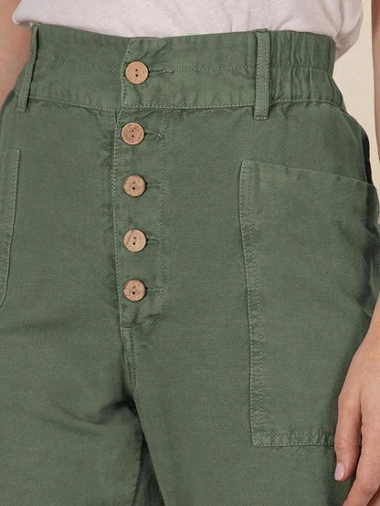 Heidi – Linnen Zomerse Knoopsluiting Broek