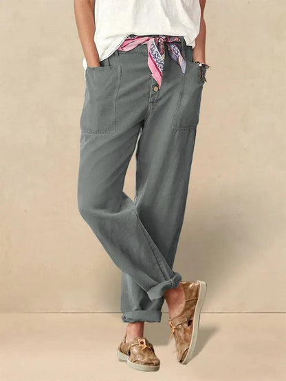 Heidi – Linnen Zomerse Knoopsluiting Broek