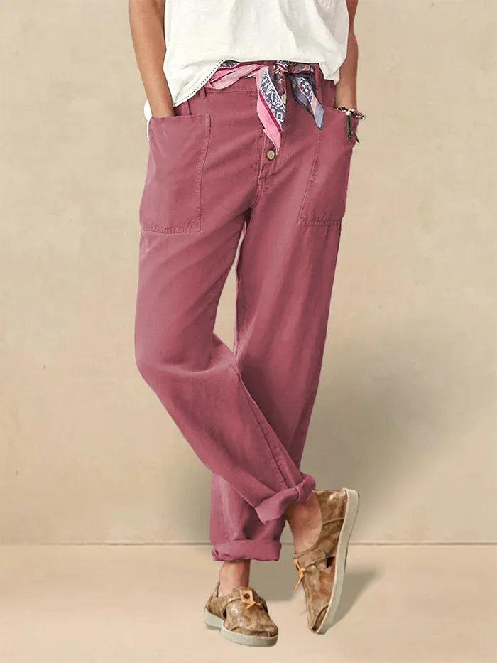 Heidi – Linnen Zomerse Knoopsluiting Broek