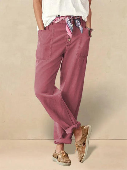 Heidi – Linnen Zomerse Knoopsluiting Broek