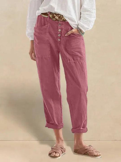 Heidi – Linnen Zomerse Knoopsluiting Broek