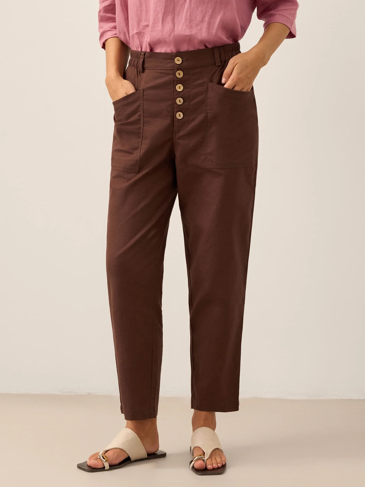 Heidi – Linnen Zomerse Knoopsluiting Broek