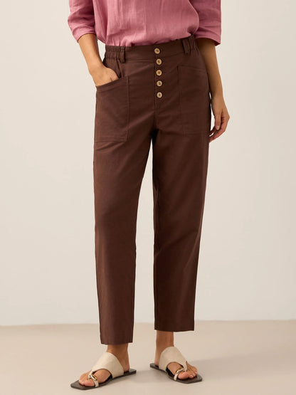 Heidi – Linnen Zomerse Knoopsluiting Broek