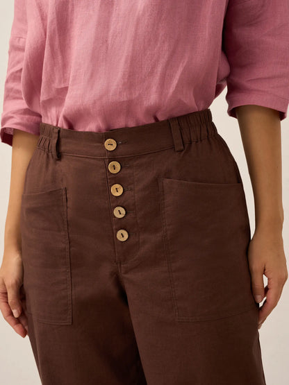 Heidi – Linnen Zomerse Knoopsluiting Broek