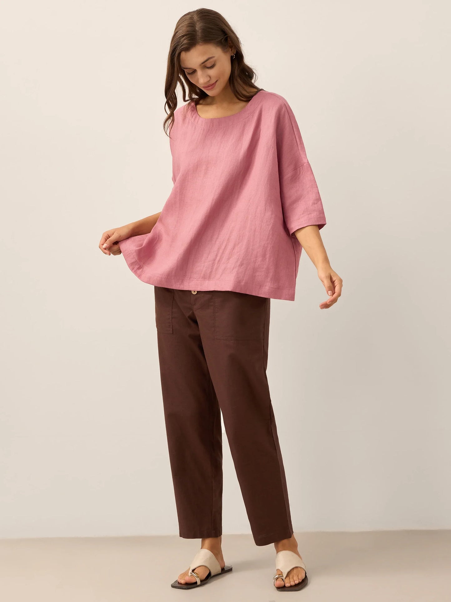 Heidi – Linnen Zomerse Knoopsluiting Broek