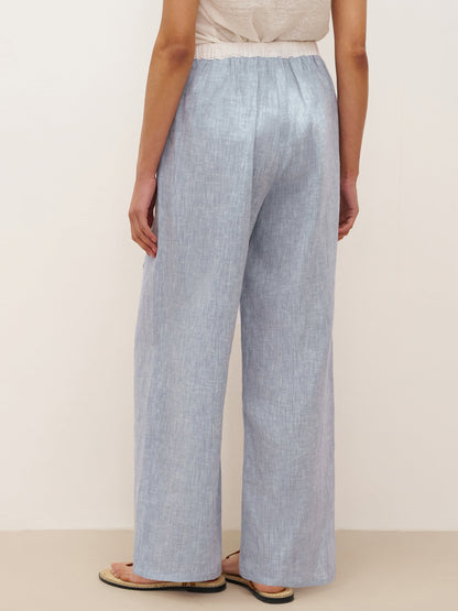 Jade – Linnen rechte broek met elastische taille